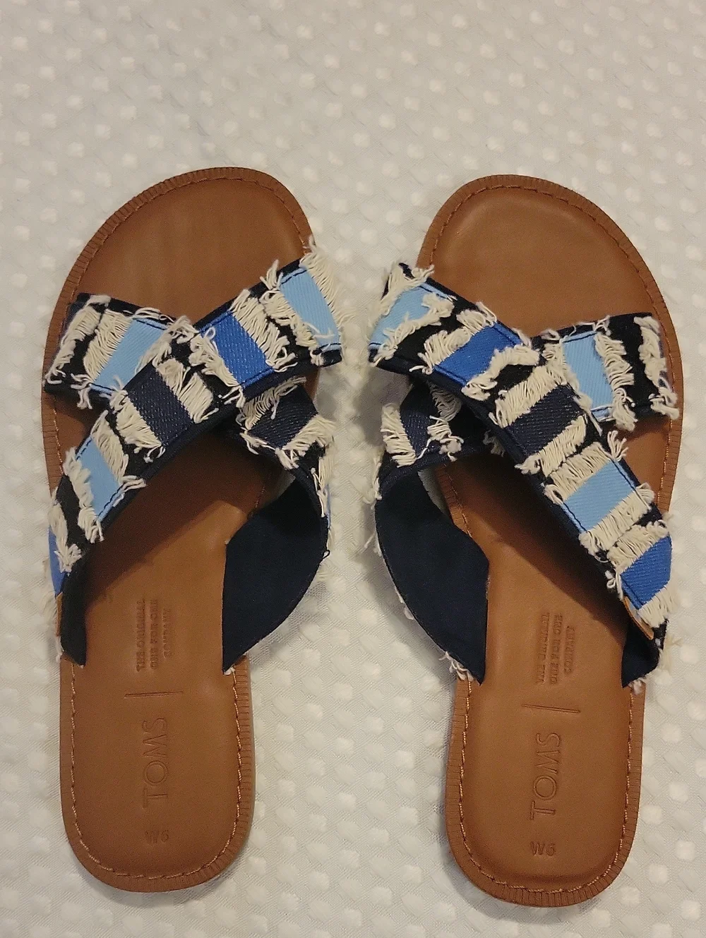 Toms Navy Coupe Crossover Sandals Slides Women’s Size 6 Boho Summer